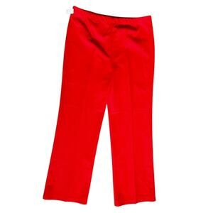 Vintage 80s Bright Red Polyester Pants Size 18 | High Waist Straight Leg
